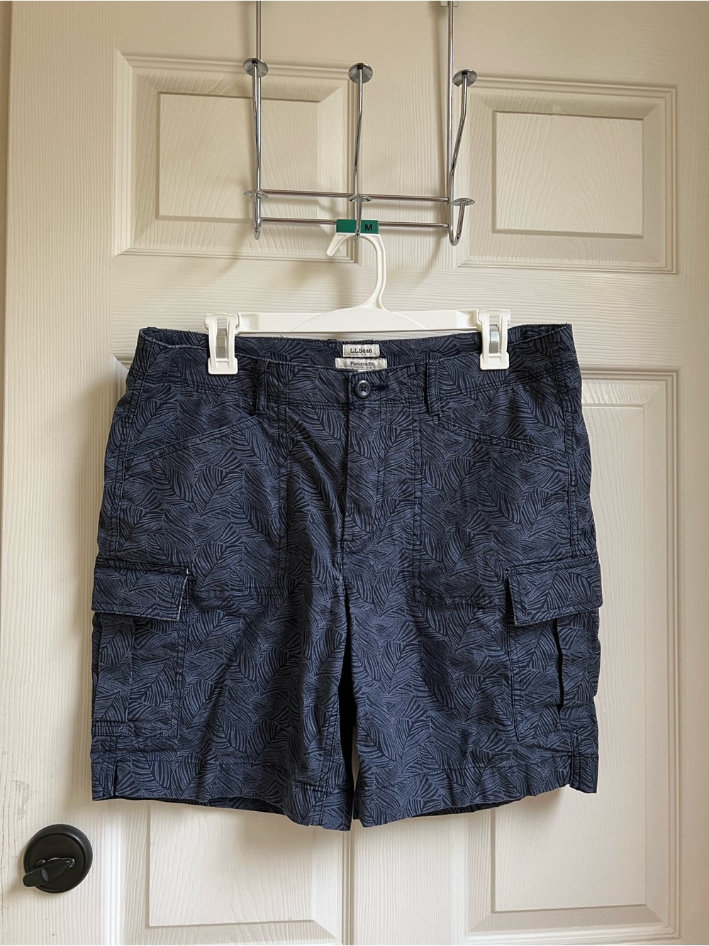 L.L. Bean Navy Leaf-Print Cargo Shorts